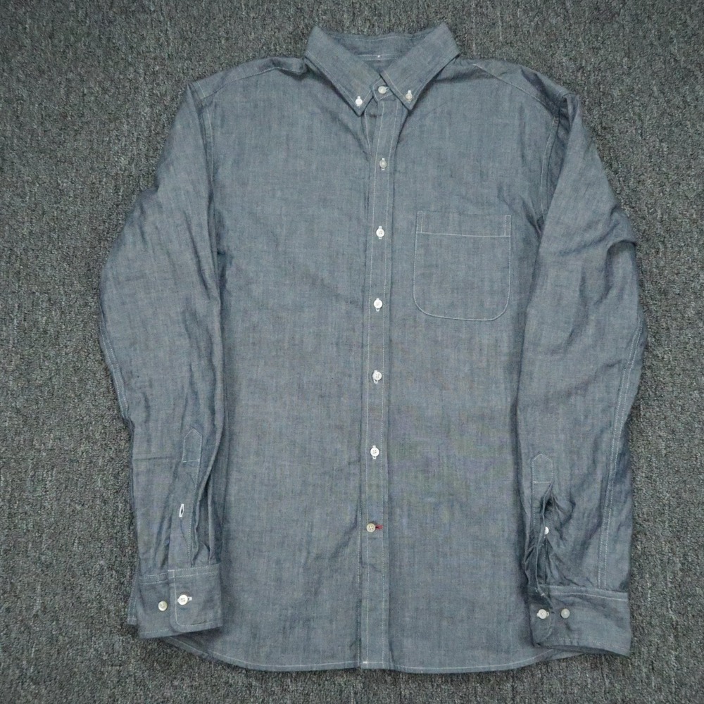Gustin Shirt Mens Extra Large Blue Long Sleeve Chambray Button Down Workwear XL
